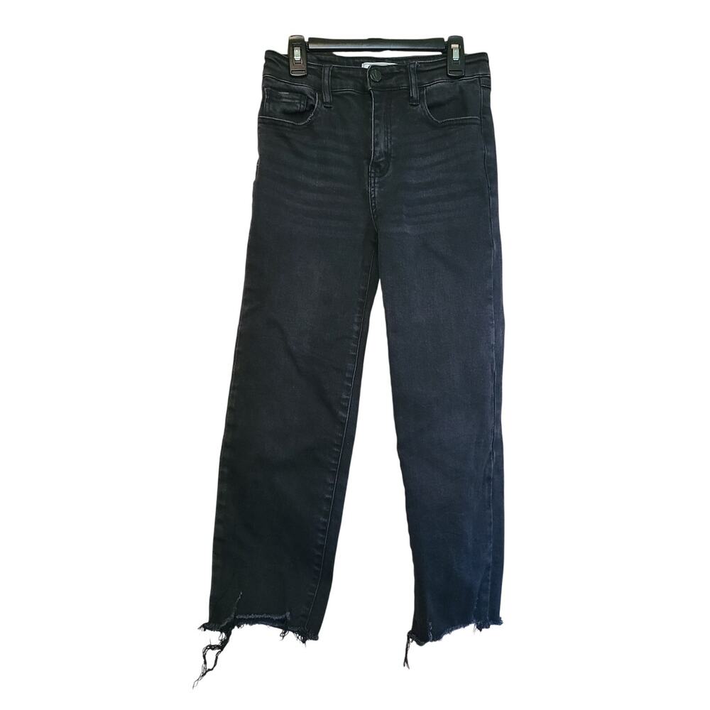 Buckle KanCan High Rise Crop Straight Youth Girls 14 Black Stretch Distress